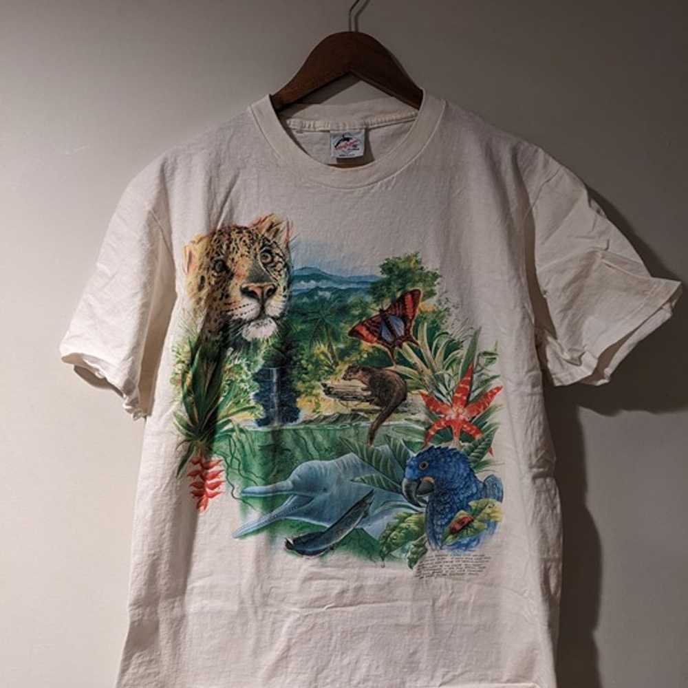 Vintage 90s Tropical Rainforest Animal Nature Wil… - image 1