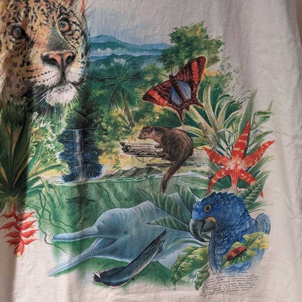 Vintage 90s Tropical Rainforest Animal Nature Wil… - image 2