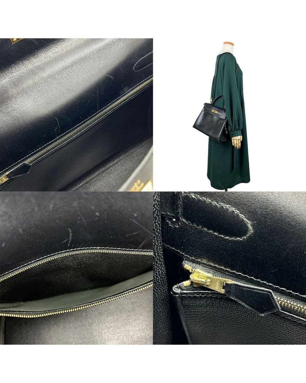 Hermes Black Leather Handbag with Gold Hardware a… - image 10