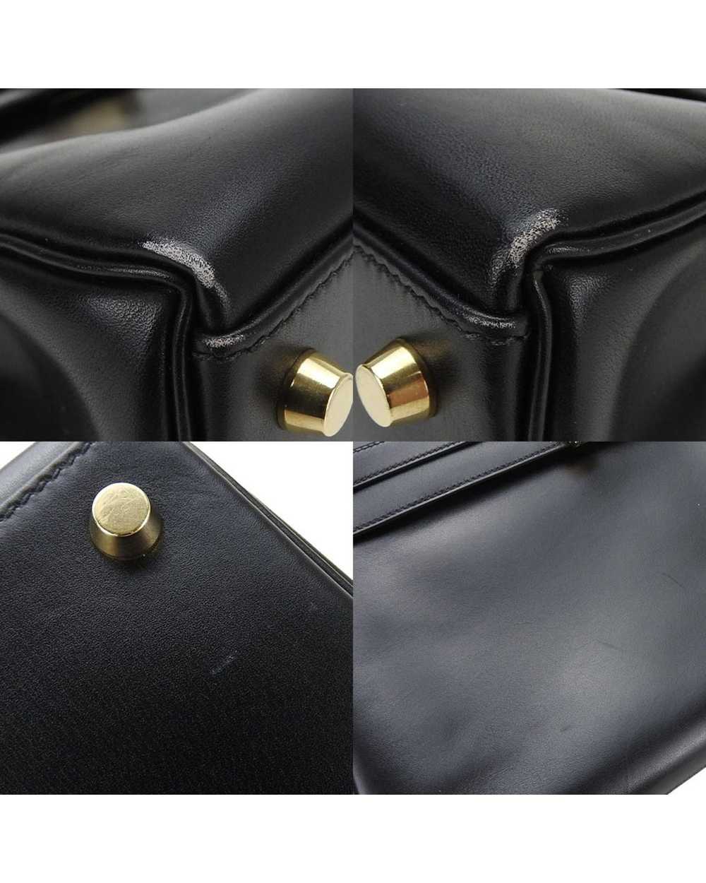 Hermes Black Leather Handbag with Gold Hardware a… - image 3