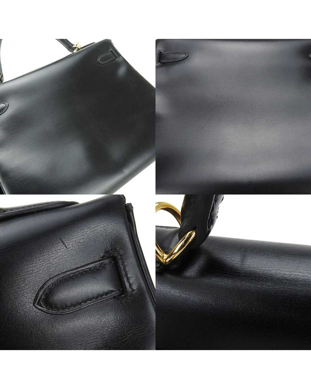 Hermes Black Leather Handbag with Gold Hardware a… - image 4