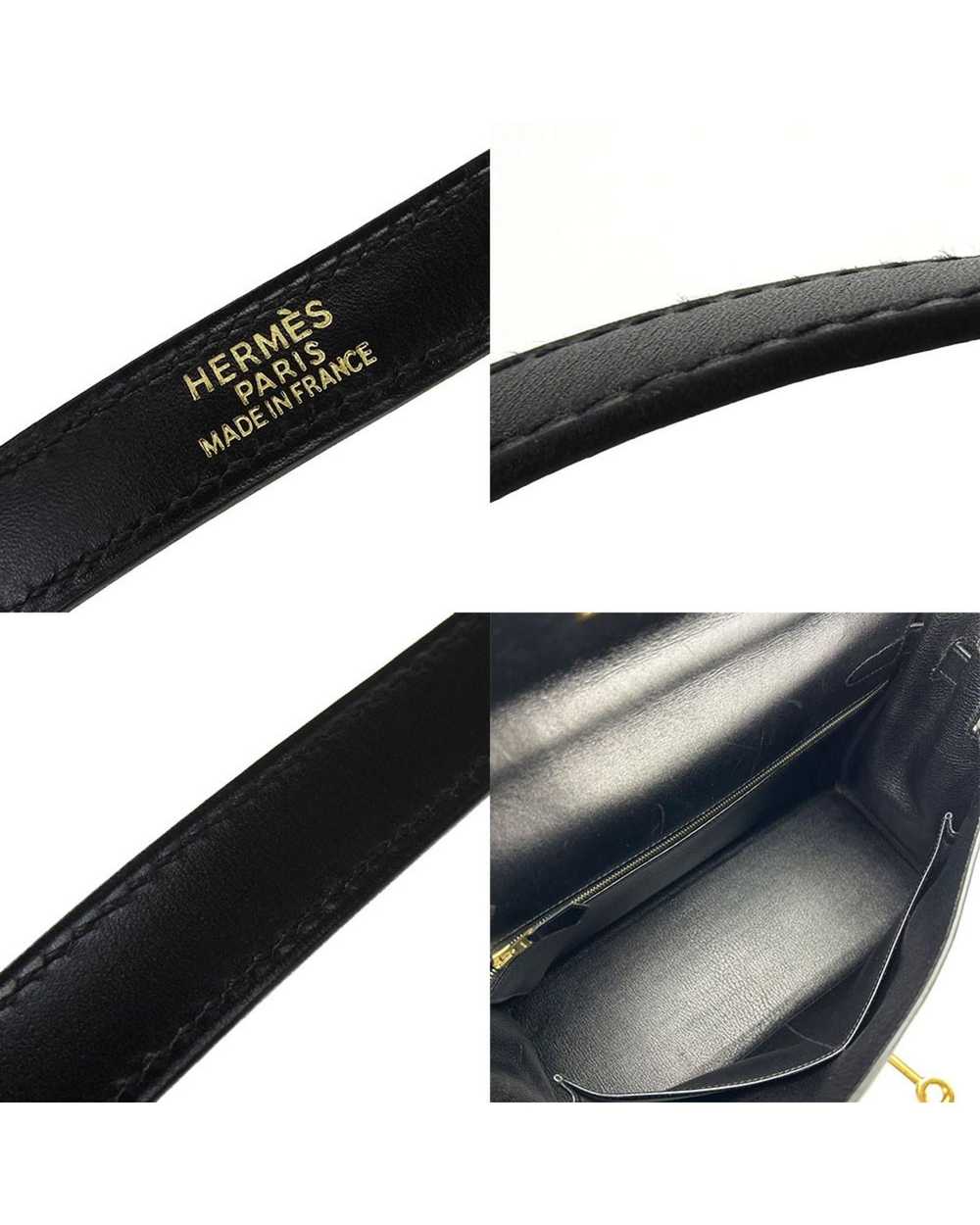 Hermes Black Leather Handbag with Gold Hardware a… - image 9