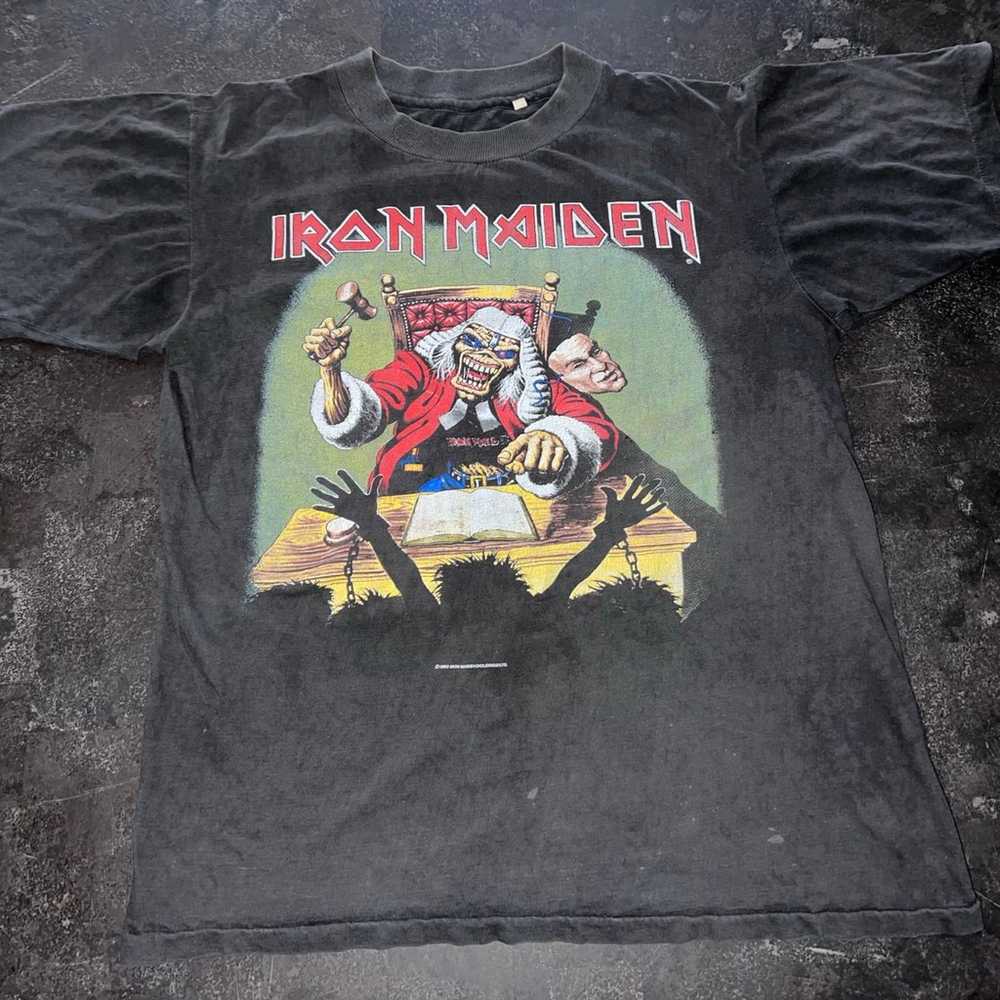 1990 Iron Maiden Deaf Sentence T-Shirt Size Medium - image 1