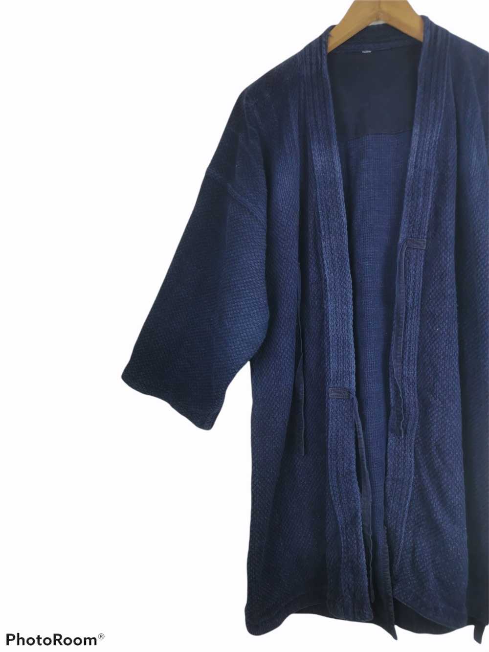 Cardigan - Vintage Indigo Woven Cardigan Kimono J… - image 2