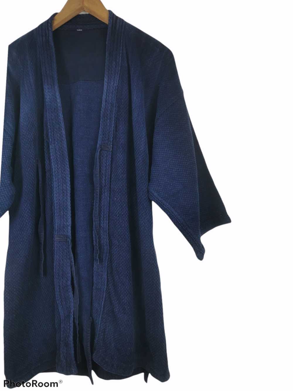 Cardigan - Vintage Indigo Woven Cardigan Kimono J… - image 3