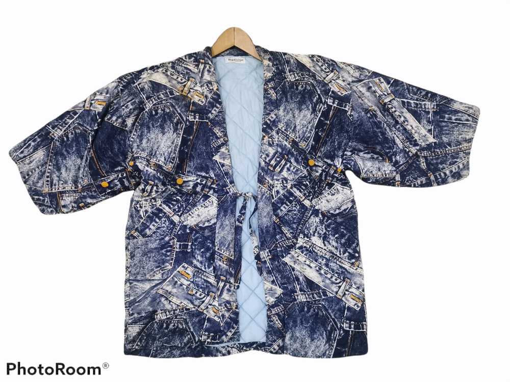 Vintage - Dak Ridge Denim Motive Full Print Kimono - image 6