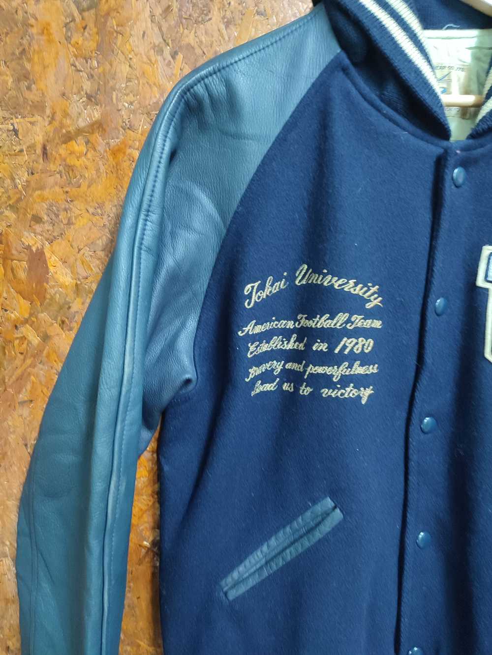 Varsity - Vintage Varsity Jacket Wool Leather Sle… - image 4