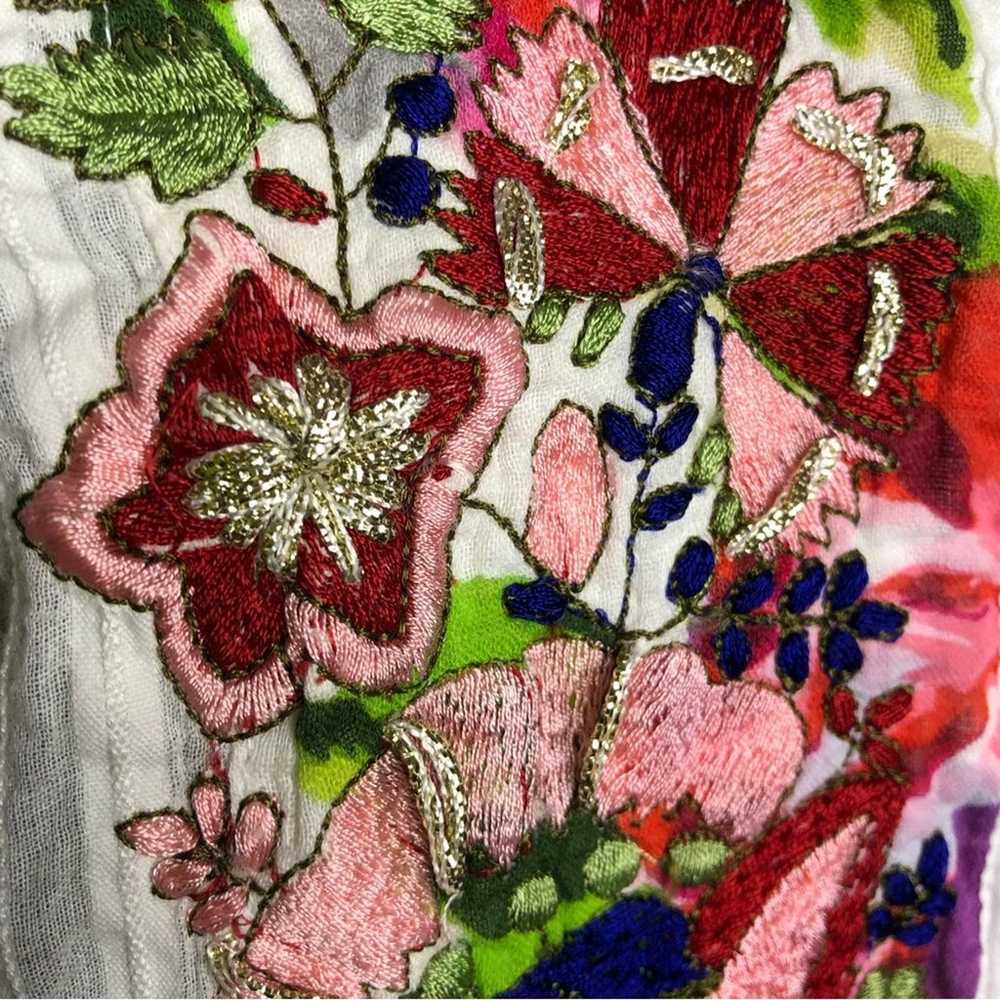 Antica Sartoria white striped floral embroidered … - image 4