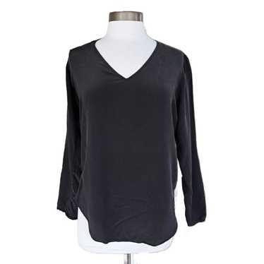 ALEXIS Black Silk V-neck Blouse Size Long Sleeve … - image 1