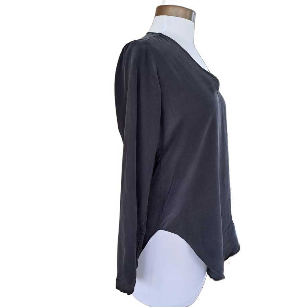 ALEXIS Black Silk V-neck Blouse Size Long Sleeve … - image 2