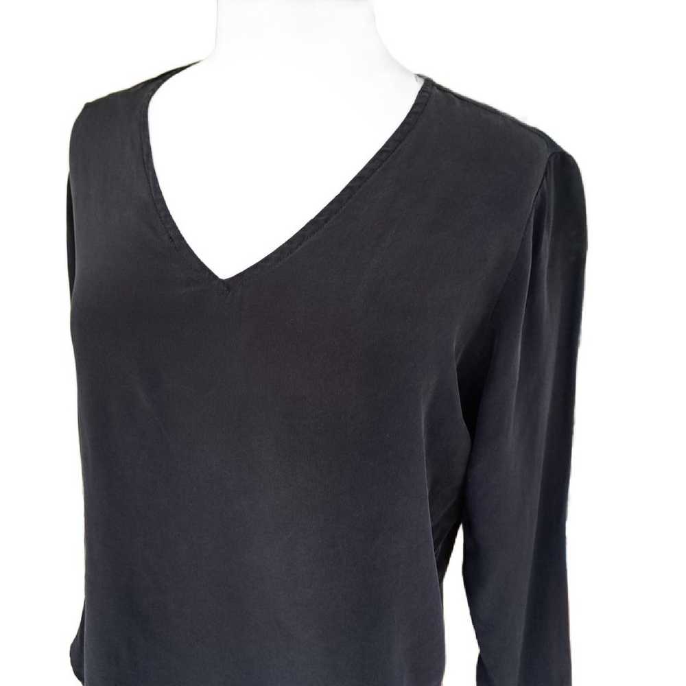 ALEXIS Black Silk V-neck Blouse Size Long Sleeve … - image 5