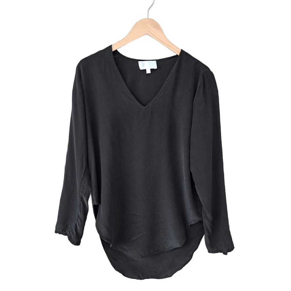 ALEXIS Black Silk V-neck Blouse Size Long Sleeve … - image 6