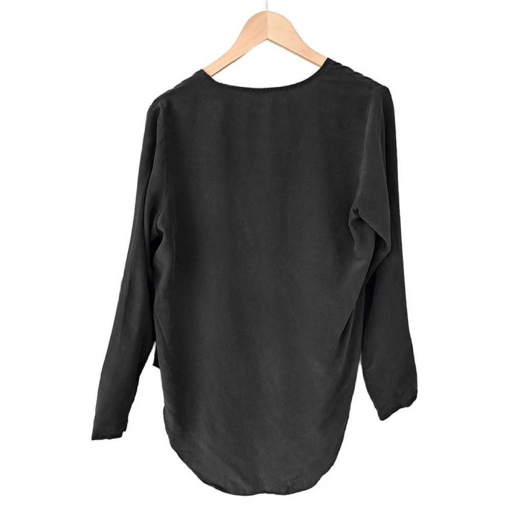 ALEXIS Black Silk V-neck Blouse Size Long Sleeve … - image 7