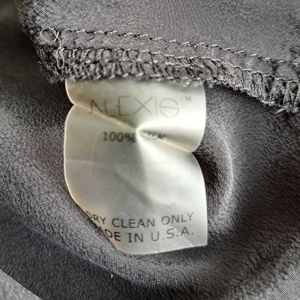 ALEXIS Black Silk V-neck Blouse Size Long Sleeve … - image 8