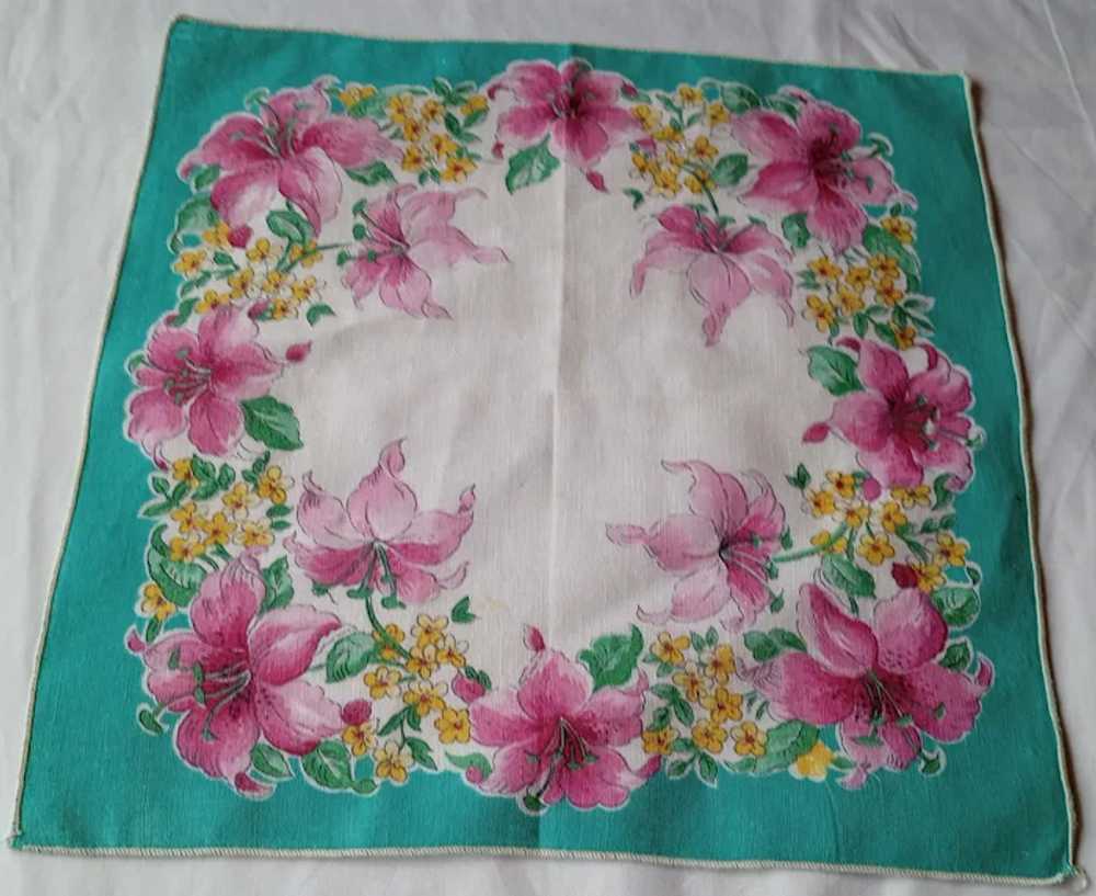 Two Vintage Cotton Floral Handkerchiefs - image 3