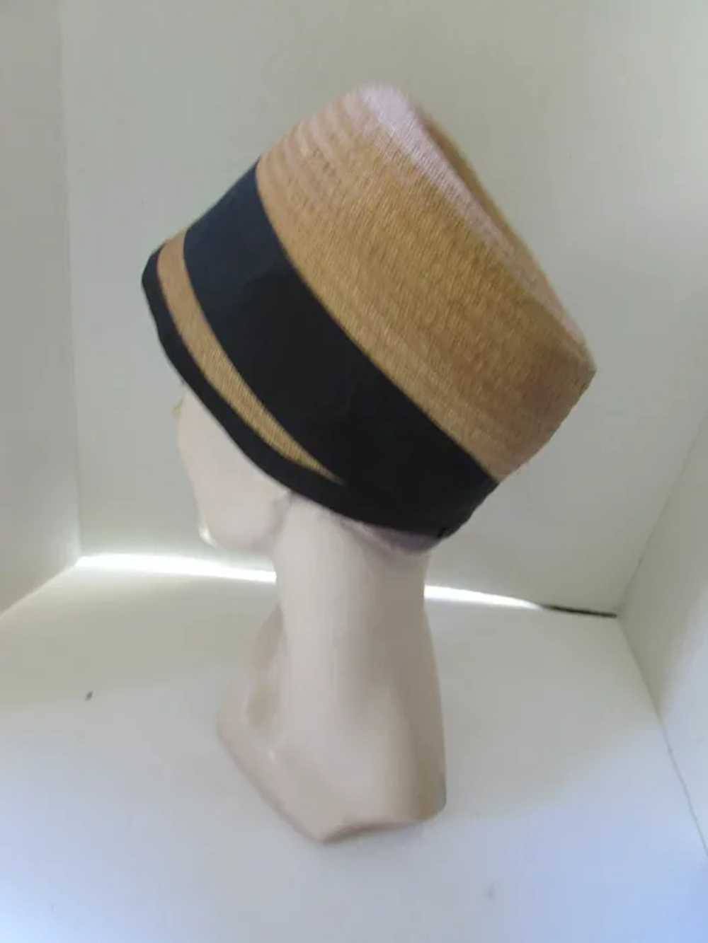 Early Straw Cloche 1930 Style Black Ribbon Bands - image 6