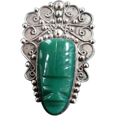 Sterling Silver Spectacular Mexican Brooch 1940s