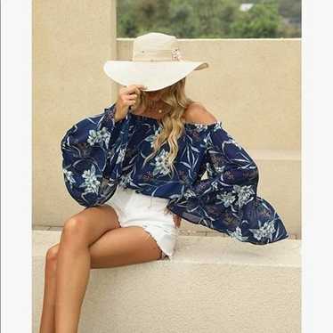 NEW Off Shoulder Chiffon Bell Sleeves Blouse