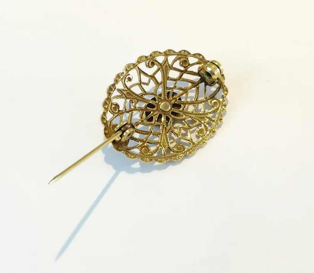 Vintage 1930s Czechoslovakian Filigree Brooch in … - image 2