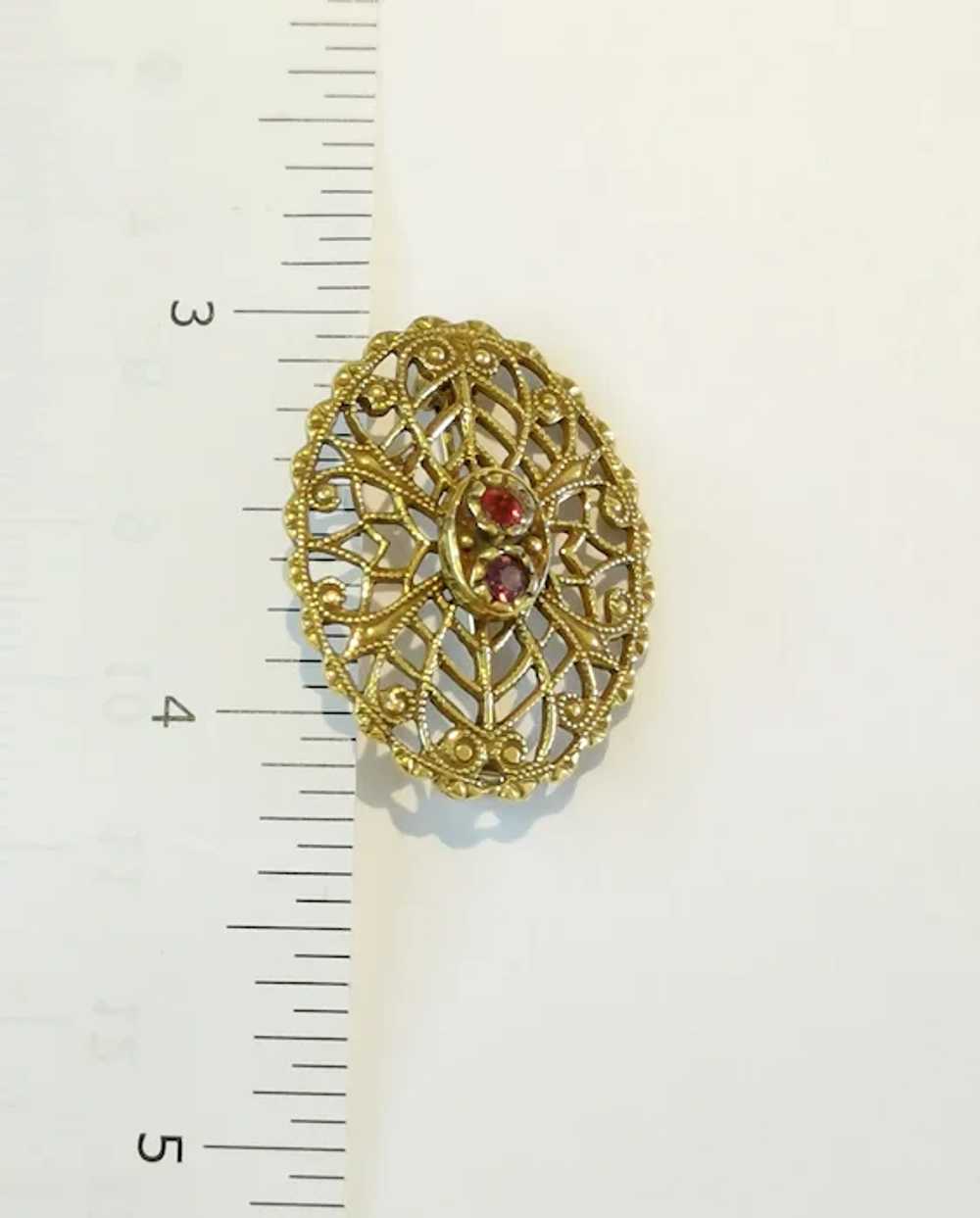 Vintage 1930s Czechoslovakian Filigree Brooch in … - image 5