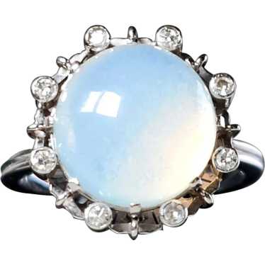 A Mid-century Vintage Moonstone And Diamond Ring - image 1