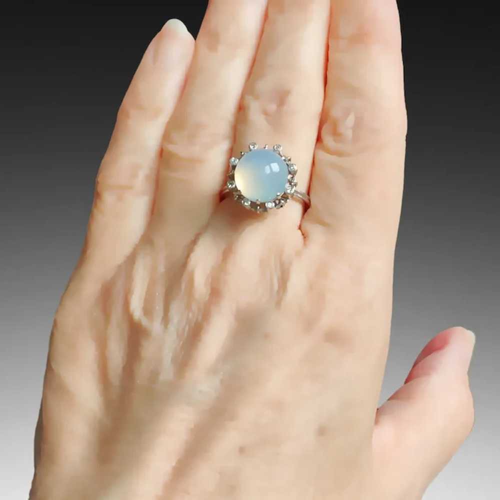 A Mid-century Vintage Moonstone And Diamond Ring - image 7
