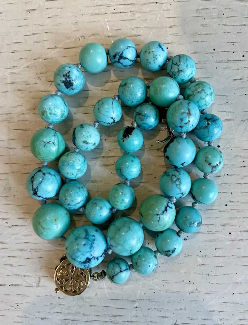 Exquisite Persian Turquoise Bead Necklace - image 2