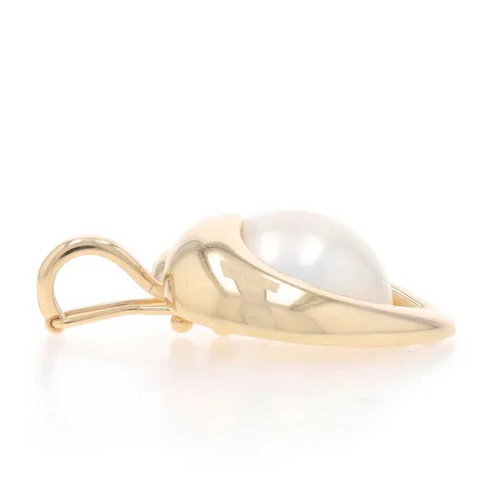 Yellow Gold Cultured Mabe Pearl Heart Solitaire E… - image 2