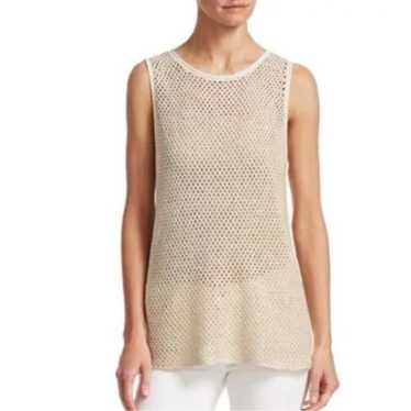 Theory New Harbor Linen Mesh Tank M Crewneck Slee… - image 1