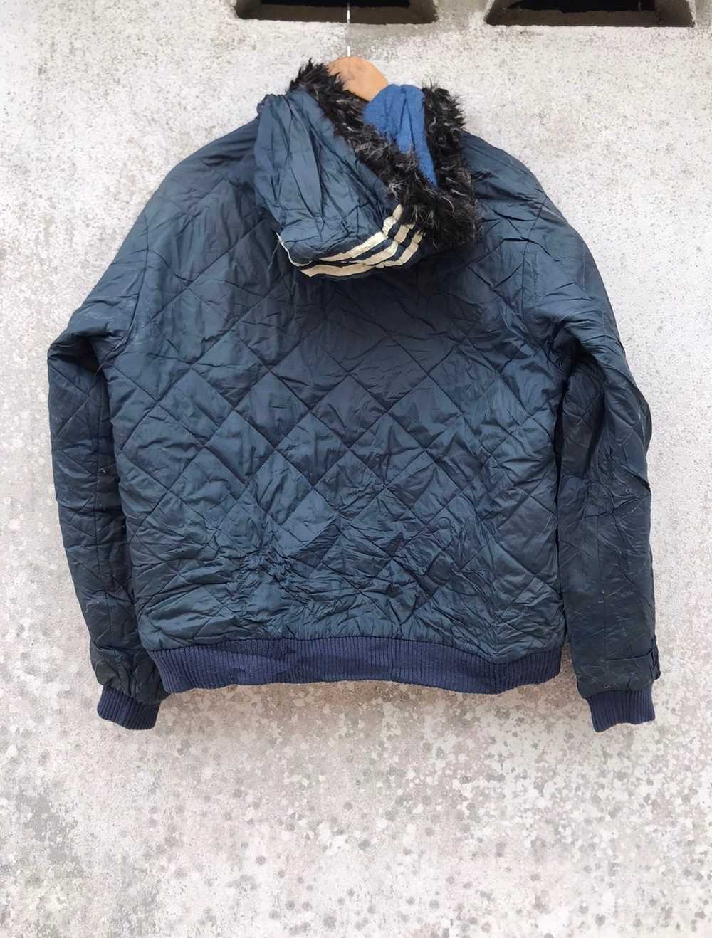 Vintage 90s Faded Adidas Quilted Zip Up hoodie Ja… - image 2