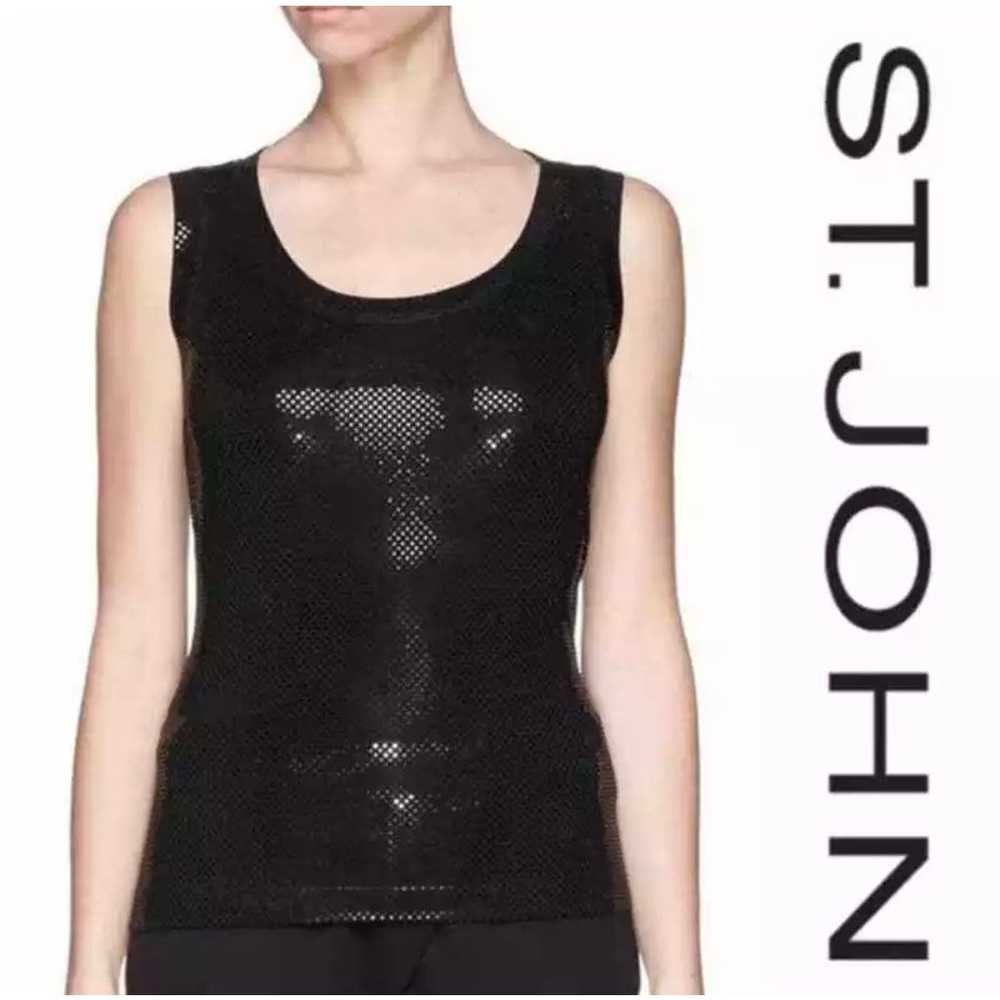St John Caviar Black Tank Top Designer Shimmer Sl… - image 1
