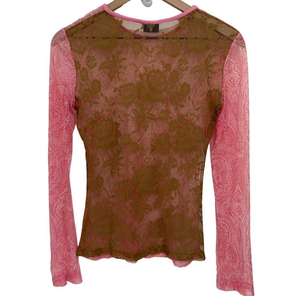 Dolce & Gabbana Vintage Pink Paisley Mesh & Brown… - image 3
