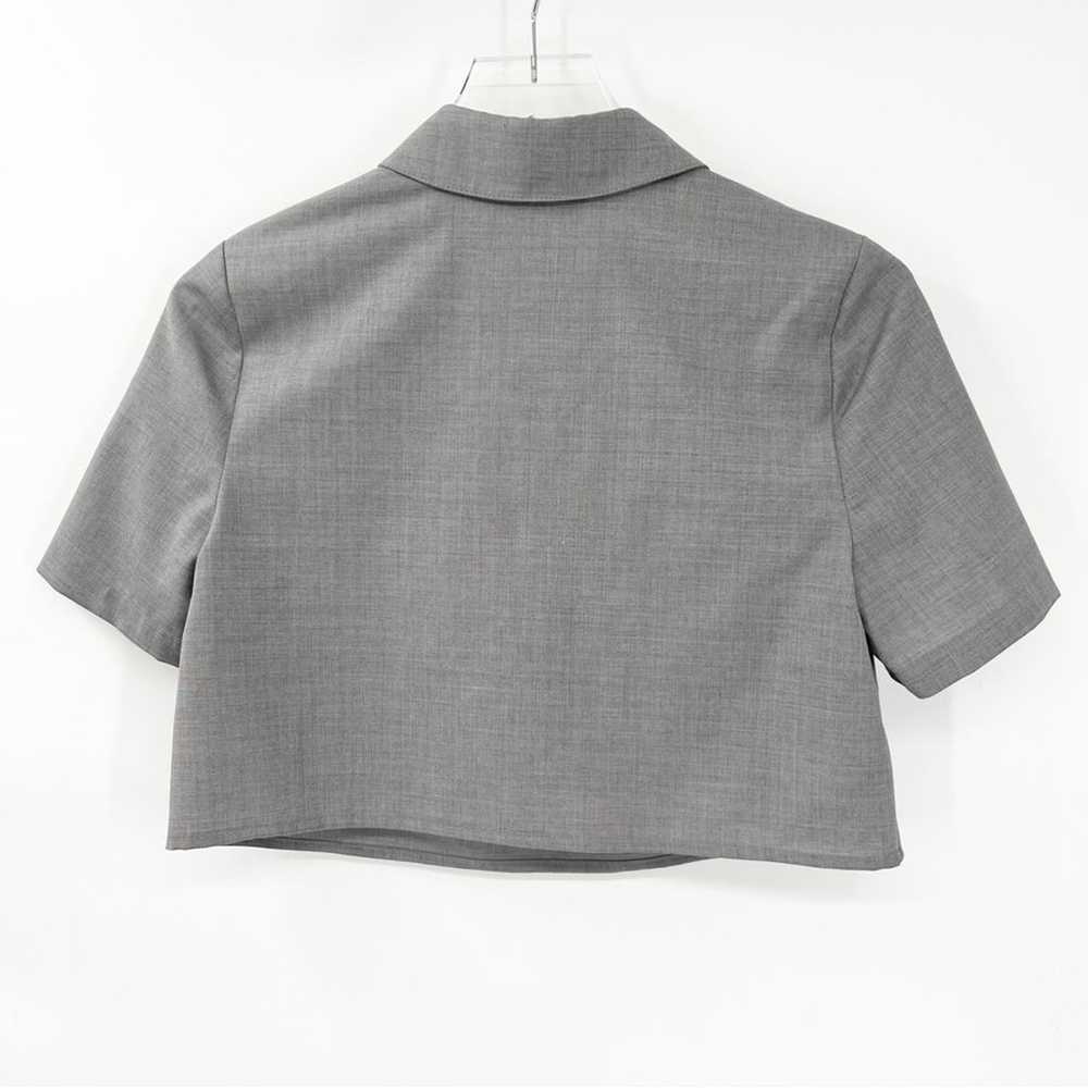 LouLou Studio Wool Cropped Polo Top XS Grey - image 2
