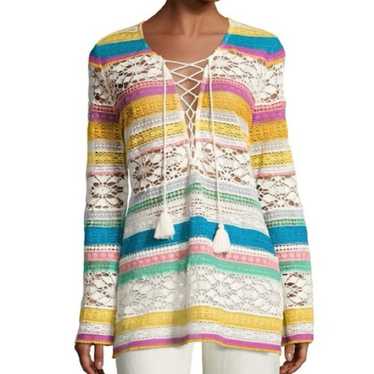 Figue Clarita Striped Crochet Lace Tunic Top NWOT