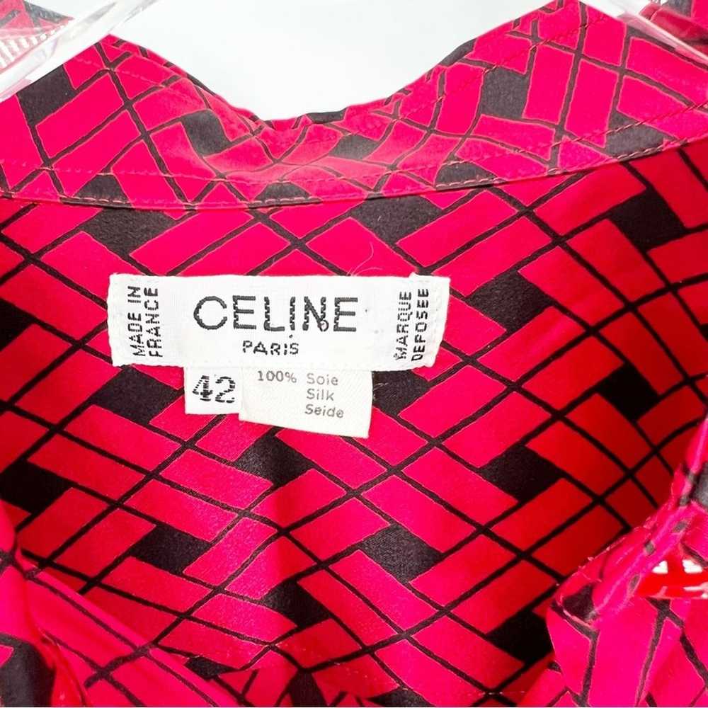 Celine Paris Vintage Silk Printed Button Down Top… - image 5