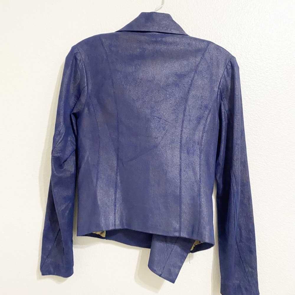 SW3 bespoke navy blue shimmer moto jacket size xs - image 3
