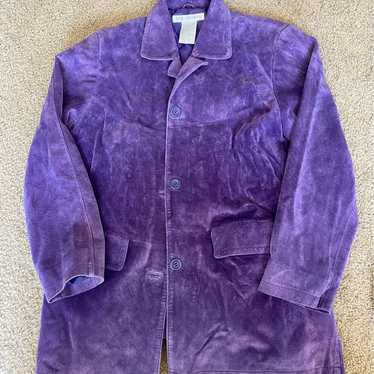 Vintage genuine 100% leather purple womens jacket