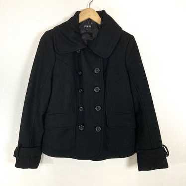 Guess Black Peacoat Double Breasted Wool