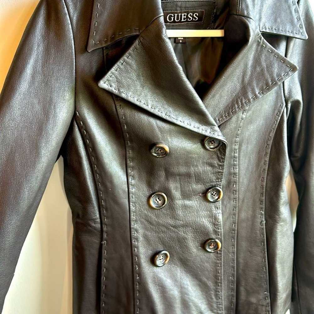 Guess Genuine Leather Brown Blazer Double Breaste… - image 3