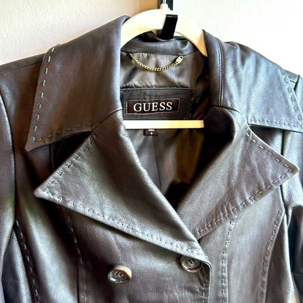 Guess Genuine Leather Brown Blazer Double Breaste… - image 4