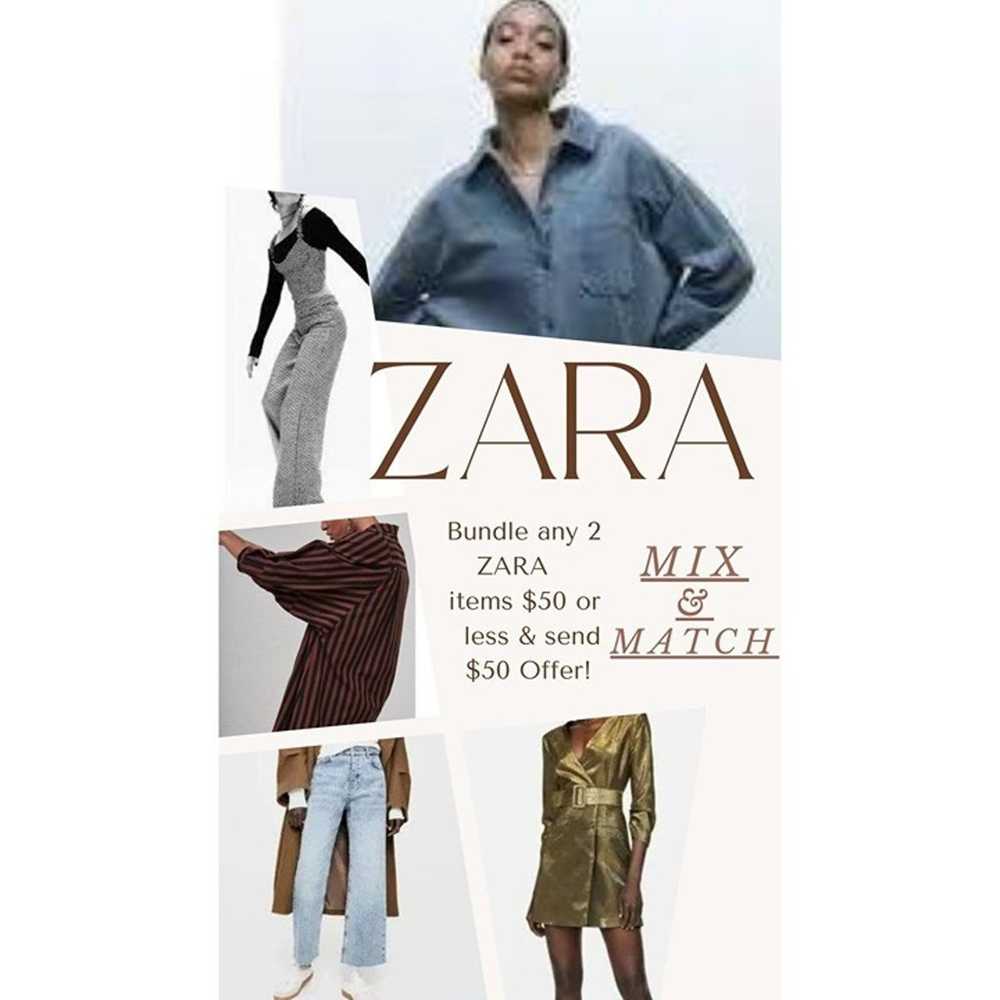 ZARA Basic Wool Long Sleeve Collard Belted Button… - image 2