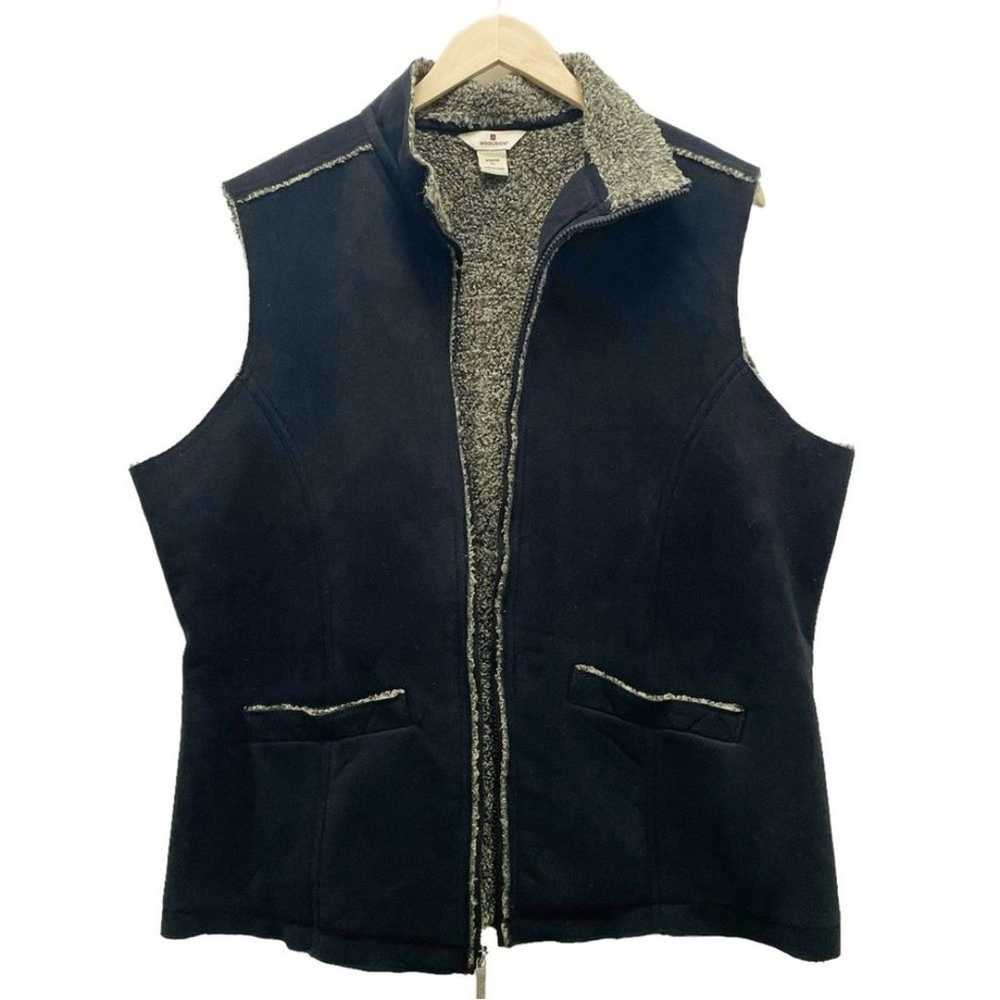 Woolrich Black Faux Suede Shearling Vest Western … - image 3