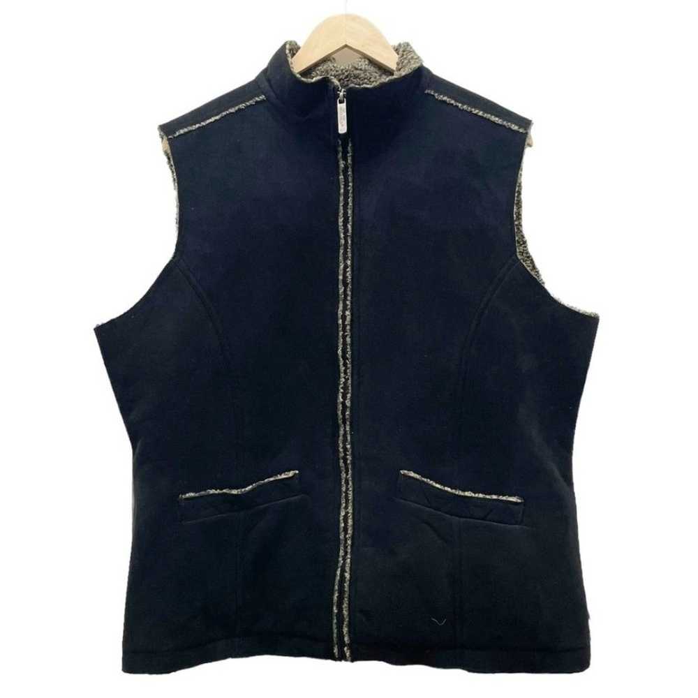 Woolrich Black Faux Suede Shearling Vest Western … - image 4