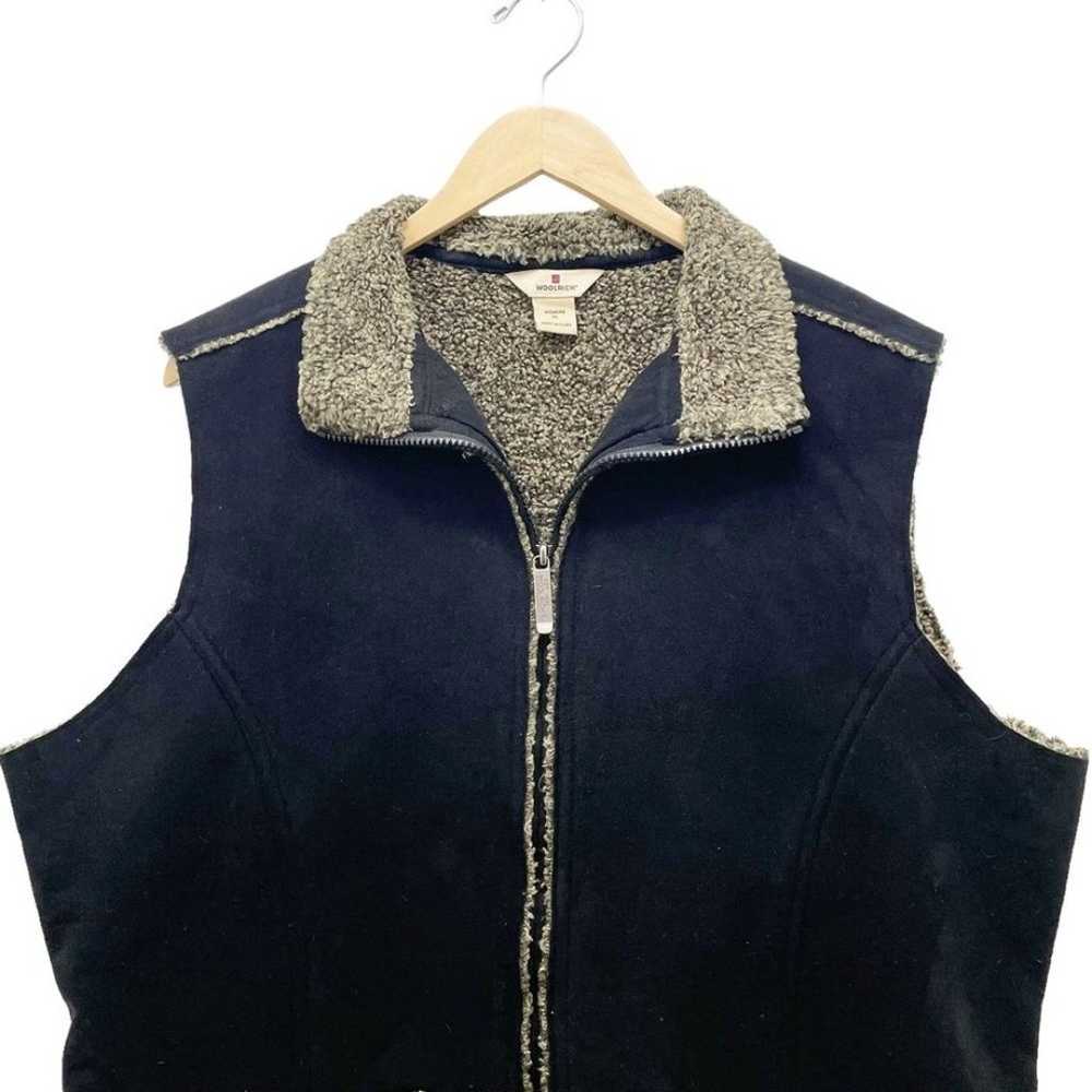 Woolrich Black Faux Suede Shearling Vest Western … - image 5