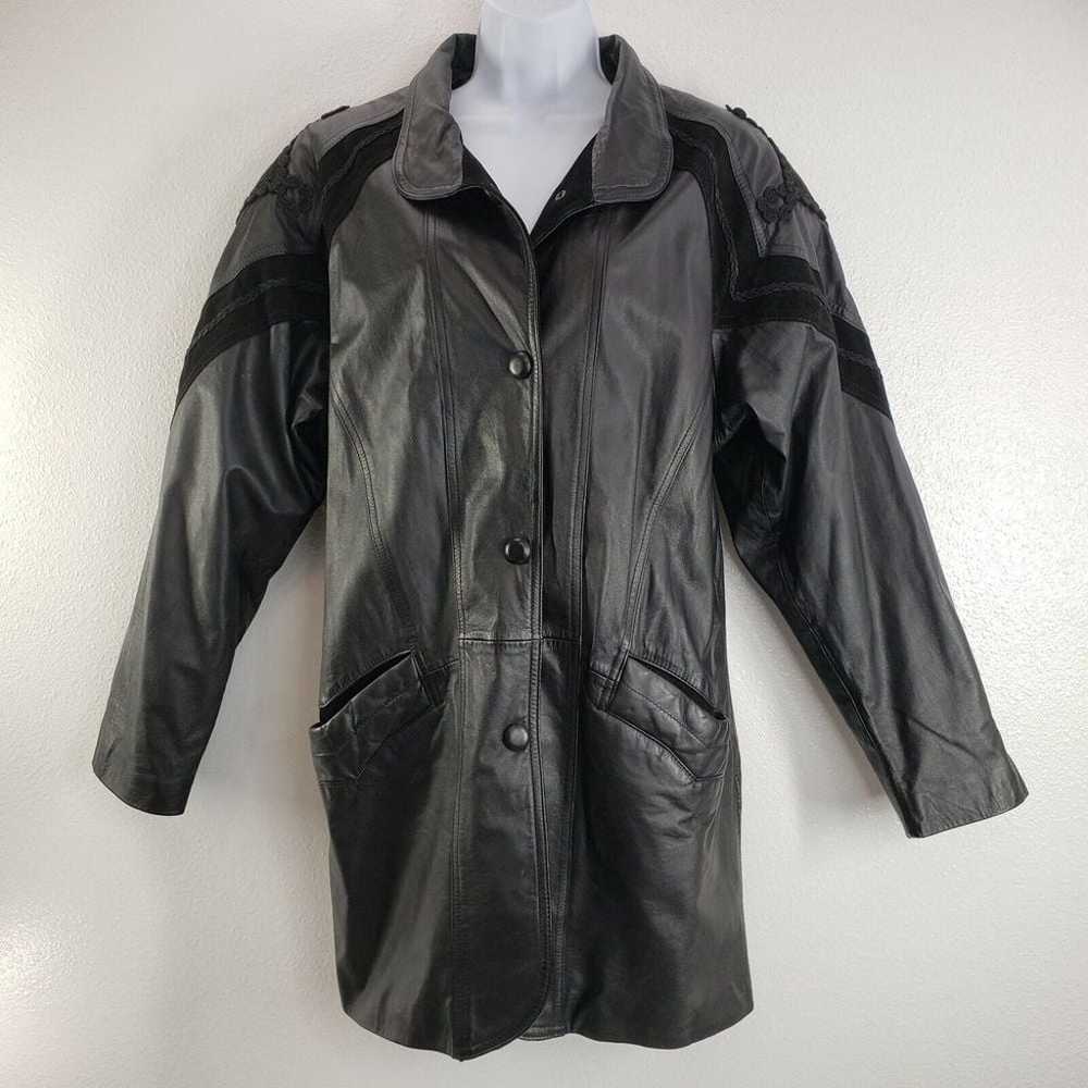 Womens Vintage Winlit Leather Jacket Black Genuin… - image 2