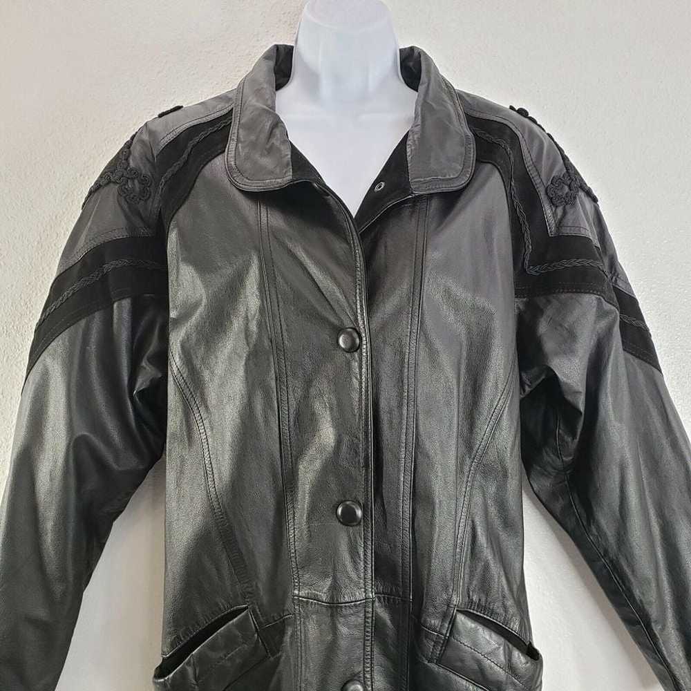 Womens Vintage Winlit Leather Jacket Black Genuin… - image 3