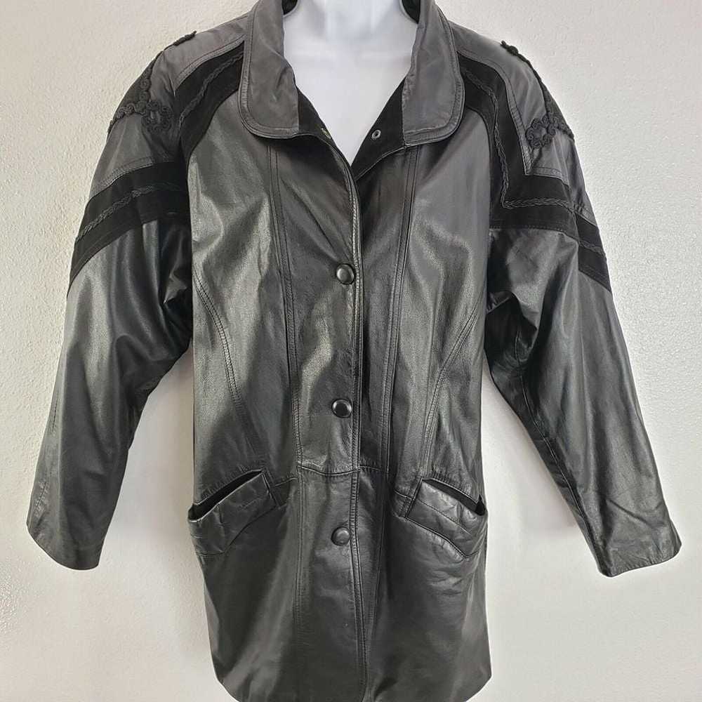 Womens Vintage Winlit Leather Jacket Black Genuin… - image 5