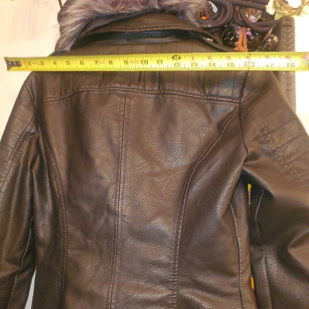 New Long XS faux leather Coat with removeable fur - image 7