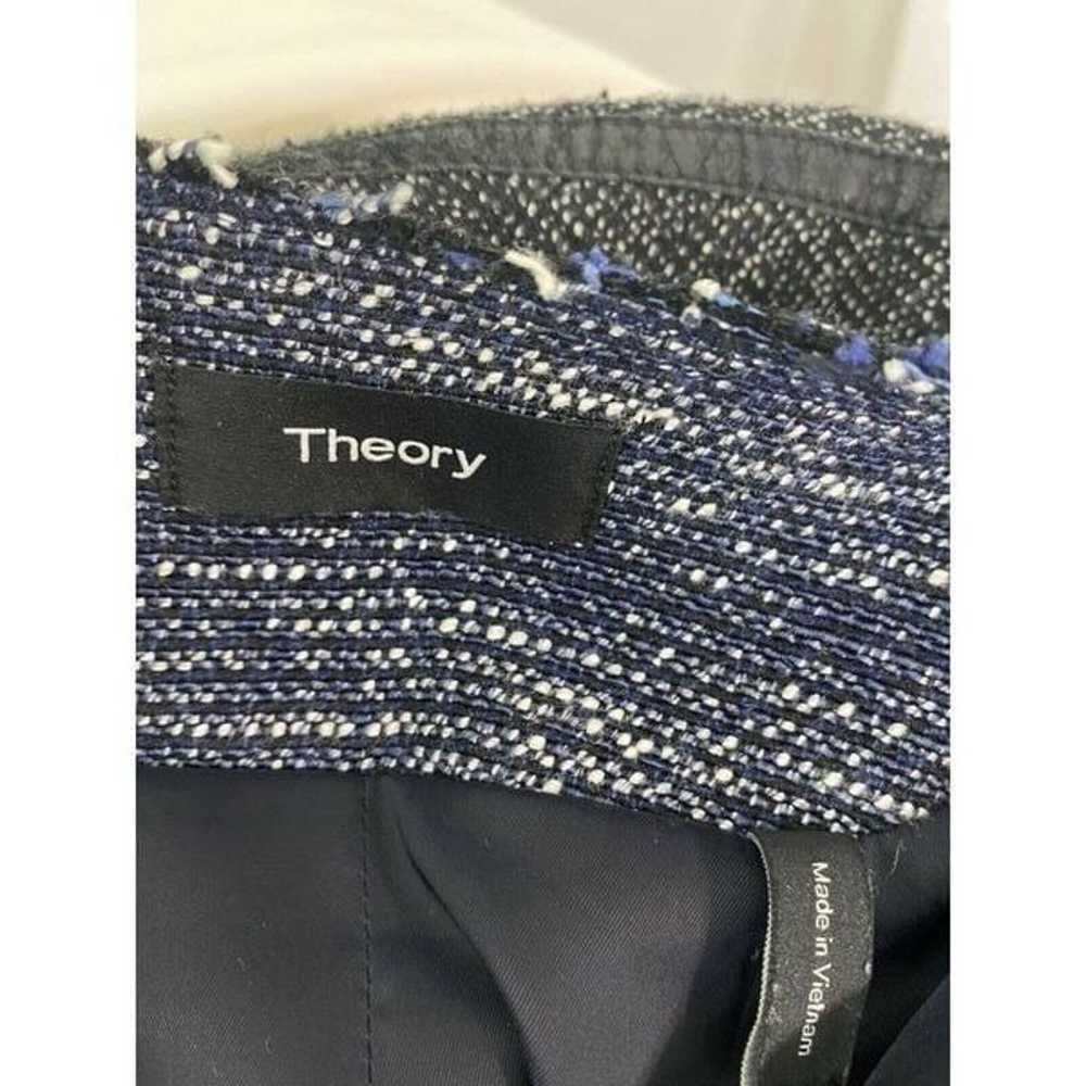 Theory Ualana Jacket Sz 8 Navy Blue Tweed Open Fr… - image 9