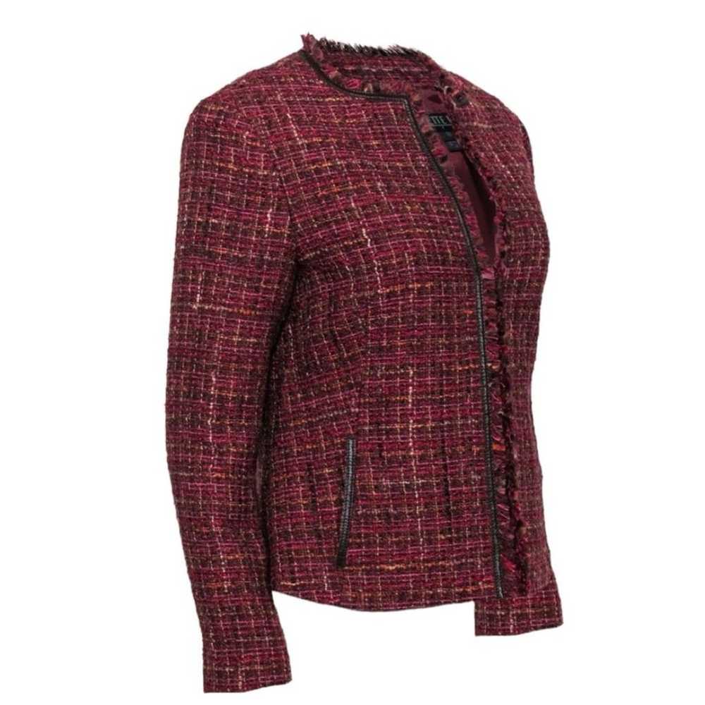 Lafayette 148 Marbled Tweed Fringed Jacket Multi … - image 2